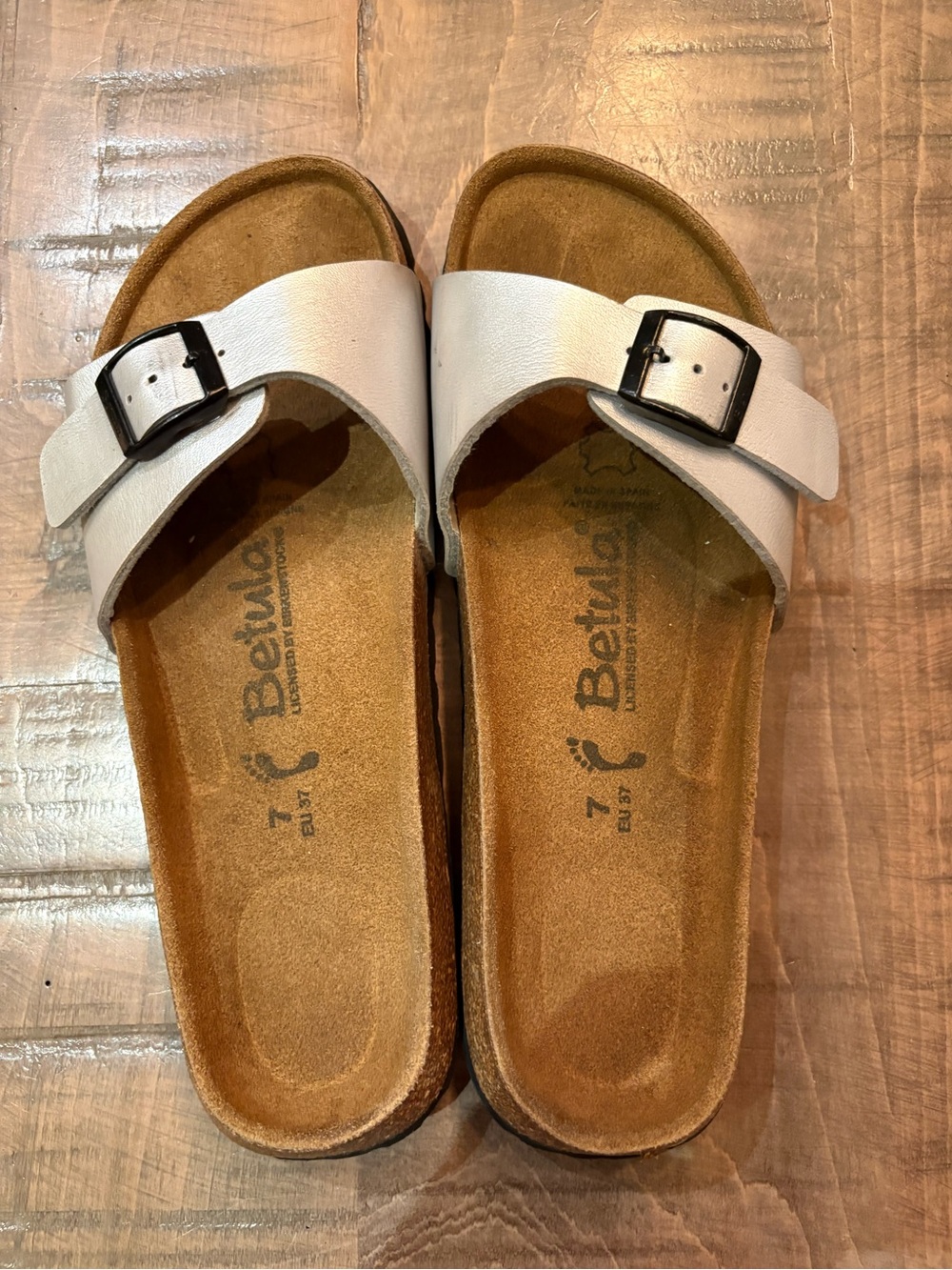 Birkenstock Betula Silver Single-Buckle Slide Sandals for Women